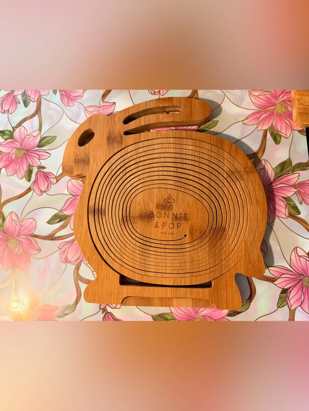 Bamboo Bunny Basket with Collapsible Bowl